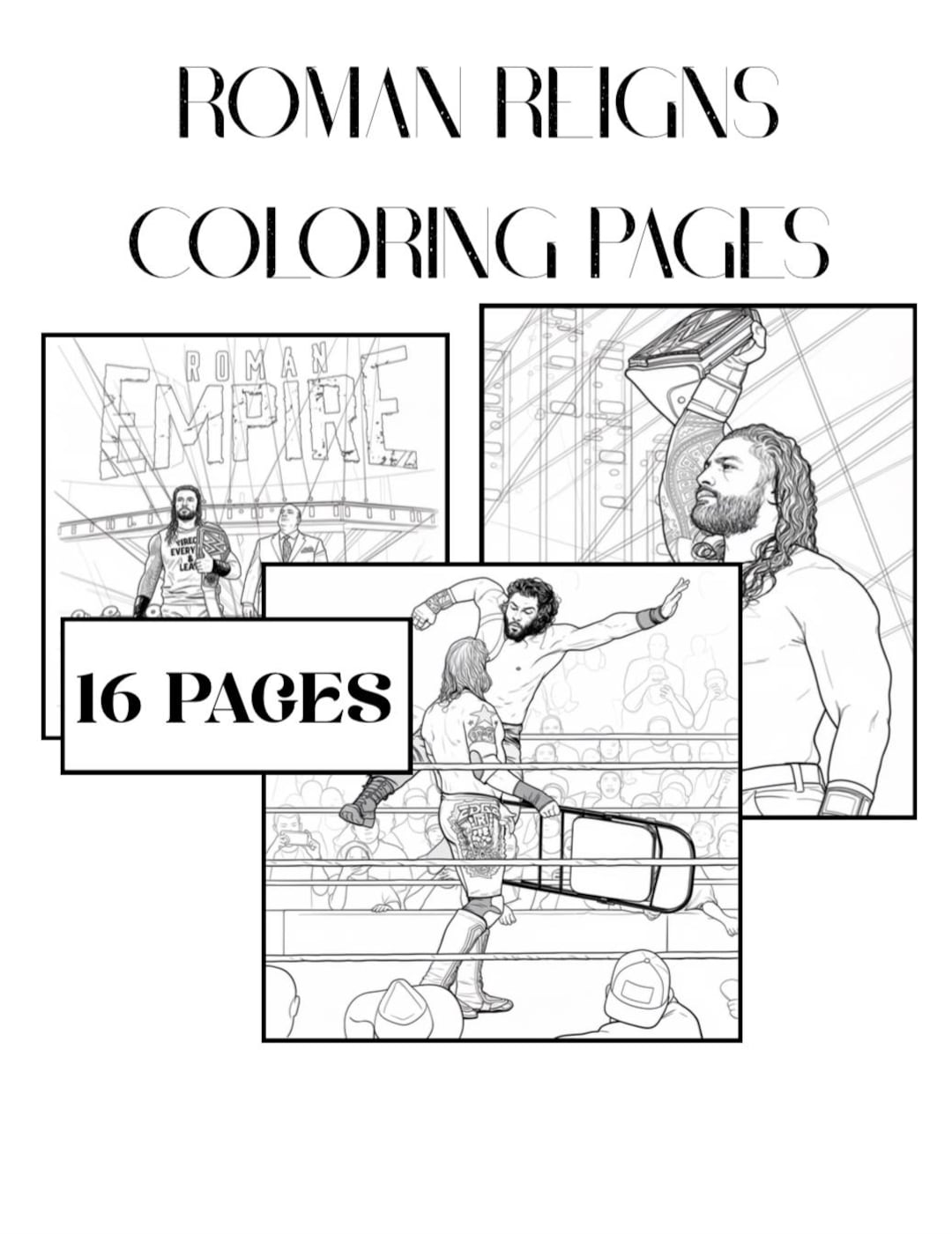 WWE Roman Reigns 16 Coloring Pages Digital Download - Etsy