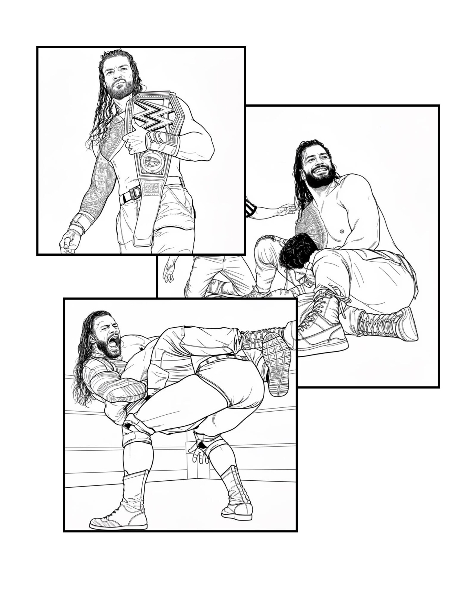 WWE Roman Reigns 16 Coloring Pages Digital Download - Etsy