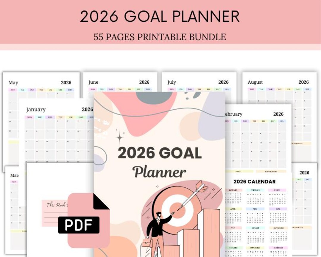2026 Goal Planner - Life Goals - Goal Tracker - Printable Goal Planner ...