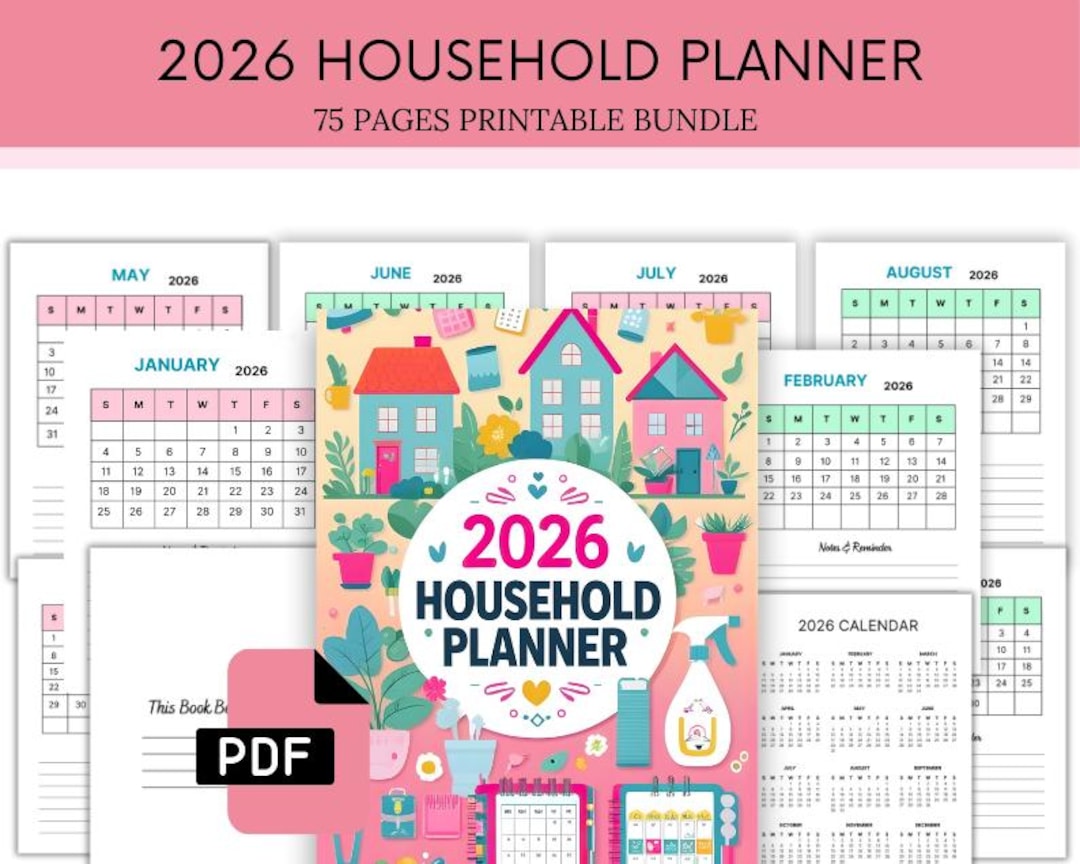 2026 Household Planner - Cleaning Checklist - Household Binder - Home Planner Printable ...