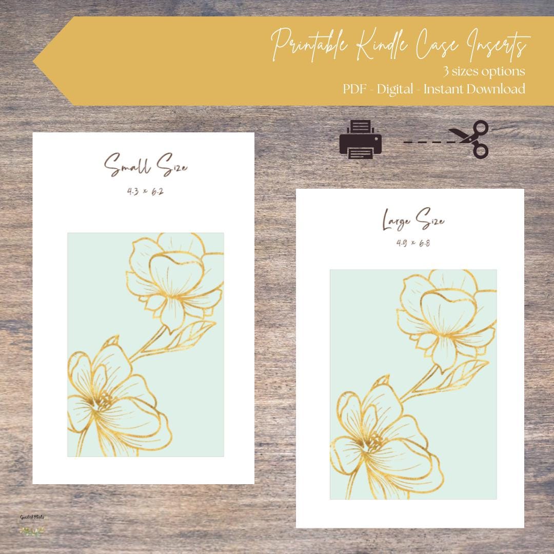 Printable Kindle Insert | Gold Floral | Instant Download | Signature ...