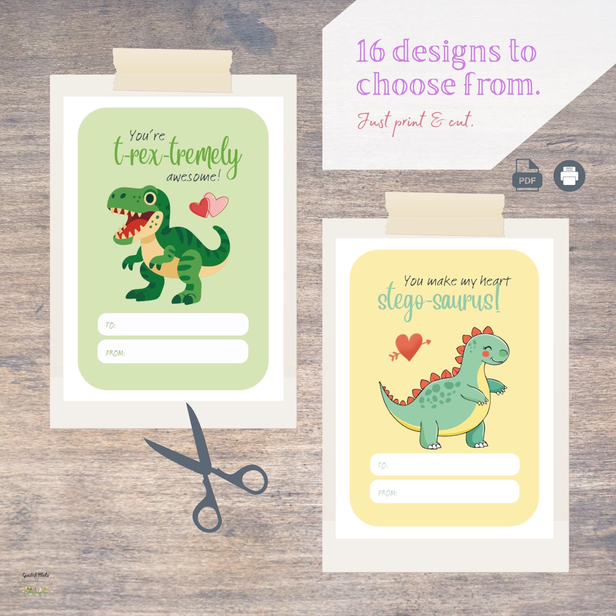 Dino Valentine Cards for Kids | Instant Download | Printable | Digital ...
