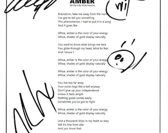 311 Band Amber Tim Mahoney, Nick Hexum, Chad Sexton, Doug 'SA' Martinez Autographed Sheet Music | 8.5X11 | Certified by ACOA