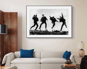 Vintage Beatles Black and White Rock Band Poster (Digital Download)