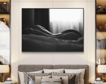 Black and White Wall Art, Minimalist Bedroom Print, Modern Abstract Body Art, Sensual Monochrome Decor