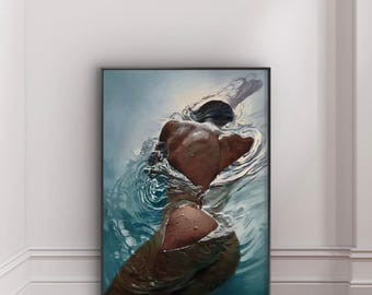 Large Statement Wall Art Woman Water Print Modern Luxury Decor Printable Digital Download