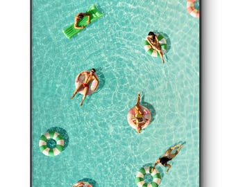 Mediterranean Pool Wall Art Print, Luxury Summer Poster, Coastal Vacation Photography Decor Download