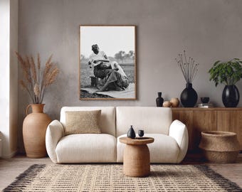 Black and White African Portrait Wall Art, Minimalist Photography Print (Digital Download)