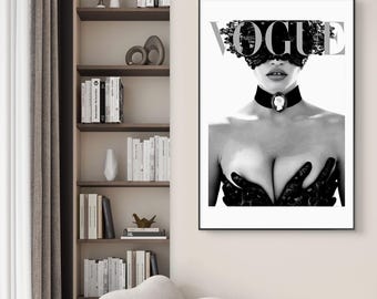 Luxury Vogue Fashion Wall Art Print, Black and White Editorial Poster (Digital Download)