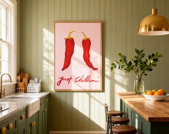 Just Chillin Printable Wall Art | Funny Chili Pepper Kitchen Print