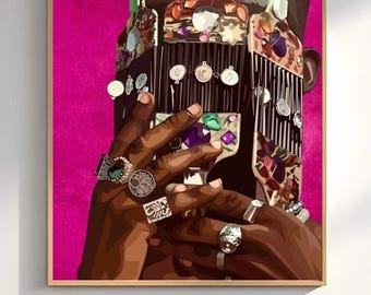 Bold Black  Wall Art, Afrocentric Street Style Portrait, Modern Statement Home Decor, Digital Download
