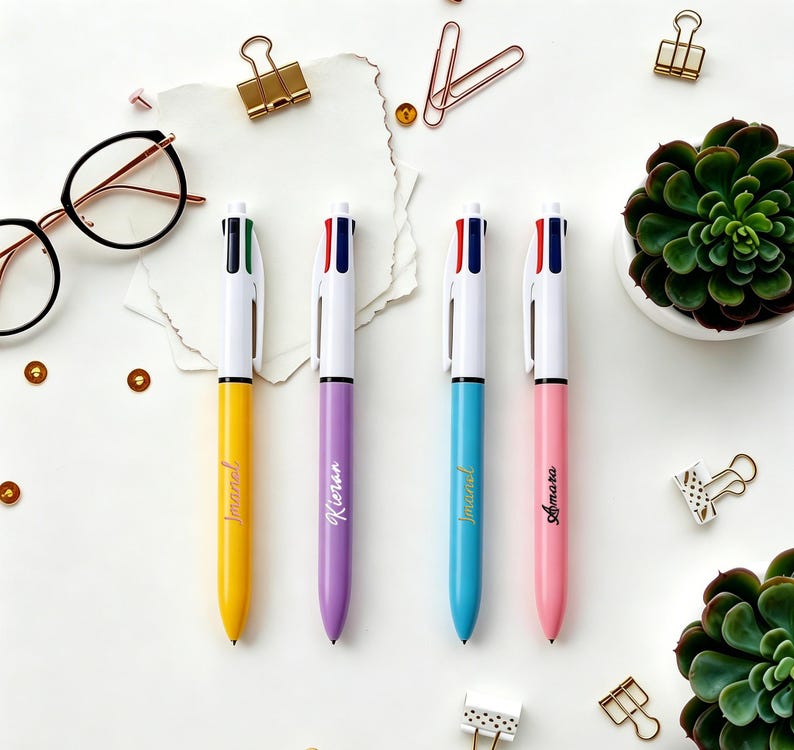 Personalized 4-Color Ballpoint Pen, Custom Engraved Multi-Purpose Pen, Great Gift for Office, School or Birthdays image 3