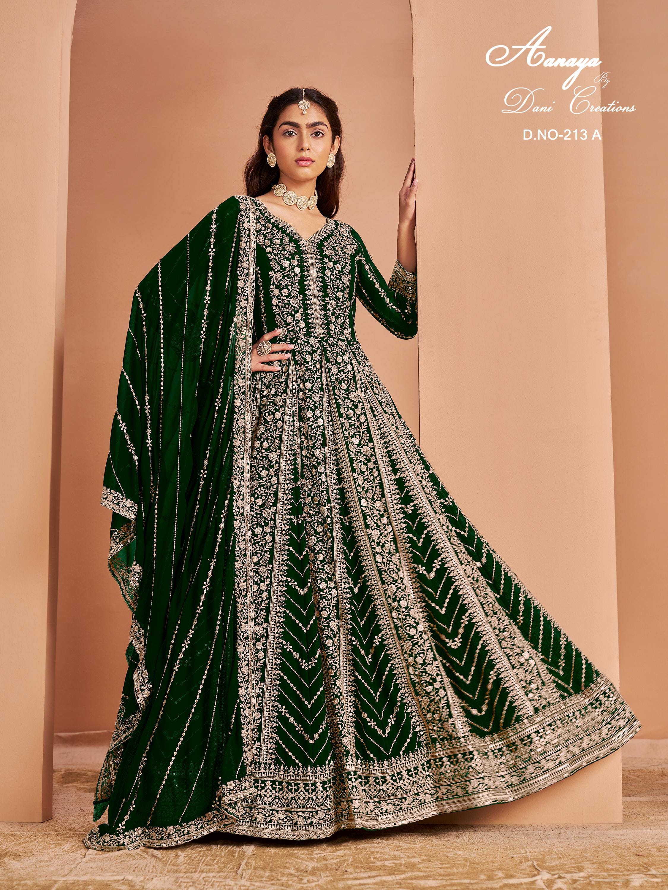 Robe Anarkali Fille Filet Blanc Et Vert Mer - Taille 10-12 - Inde - Sans Manches