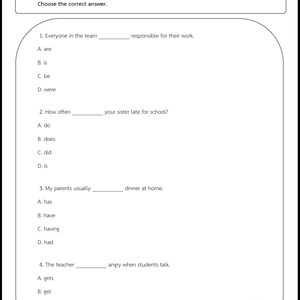 Present Simple Multiple Choice Test | 30 Questions With Answer Key ...