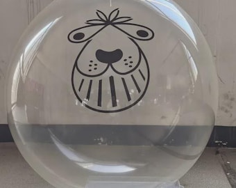 Giant 80cm Clear Hopper Ball, Transparent Bear Face Hop Ball for Adults, Teens