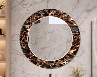 Luxury Multi-Shape Wall Mirror | Black Gold Abstract Frame Mirror | Modern Bathroom Vanity Decor