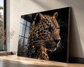 Luxury Crystal Leopard Wall Art | Tempered Glass Wall Decor