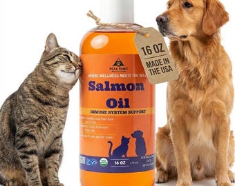 Salmon Oil for Dogs and Cats 16 oz Healthy Skin and Coat Fish Oil Omega 3 EPA DHA Supports Joint & Bone Health Allergy, Inflammation Defense
