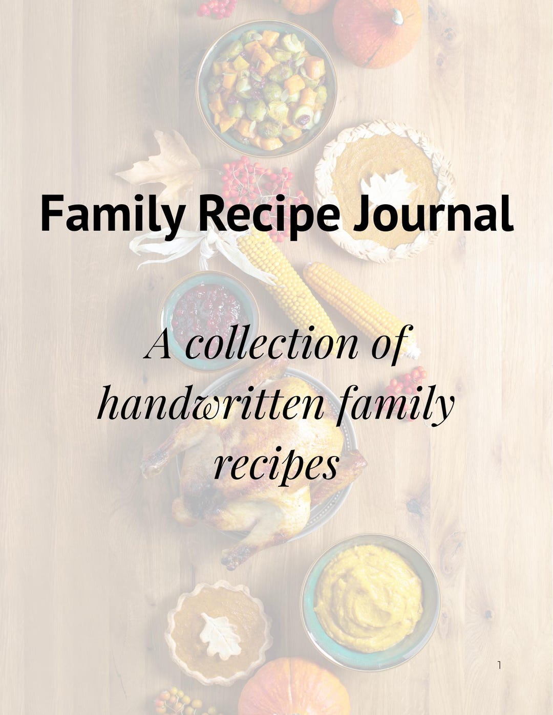 Family Recipe Journal | Printable Recipe Book | Heirloom Keepsake for ...