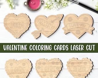 DIY Valentine's Day Craft for Kids SVG, Valentines Paint Kit Svg, Scalloped Hearts SVG, Coloring Hearts, Valentines Favor,Color Me Valentine
