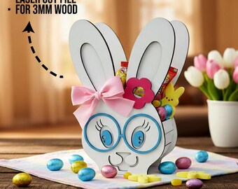 Easter decor svg, Laser cut basket easter, Wood easter gift basket, Bunny egg basket svg, Easter craft svg, Cnc easter file