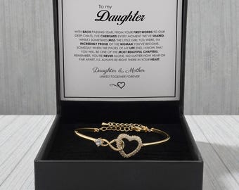 To My Daughter Bracelet, 18K Gold Plated Heart Charm, Adjustable