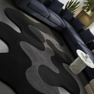 Hand Tufted Abstract Rug 6x9 | Modern Black Grey Area Rug | Luxury ...