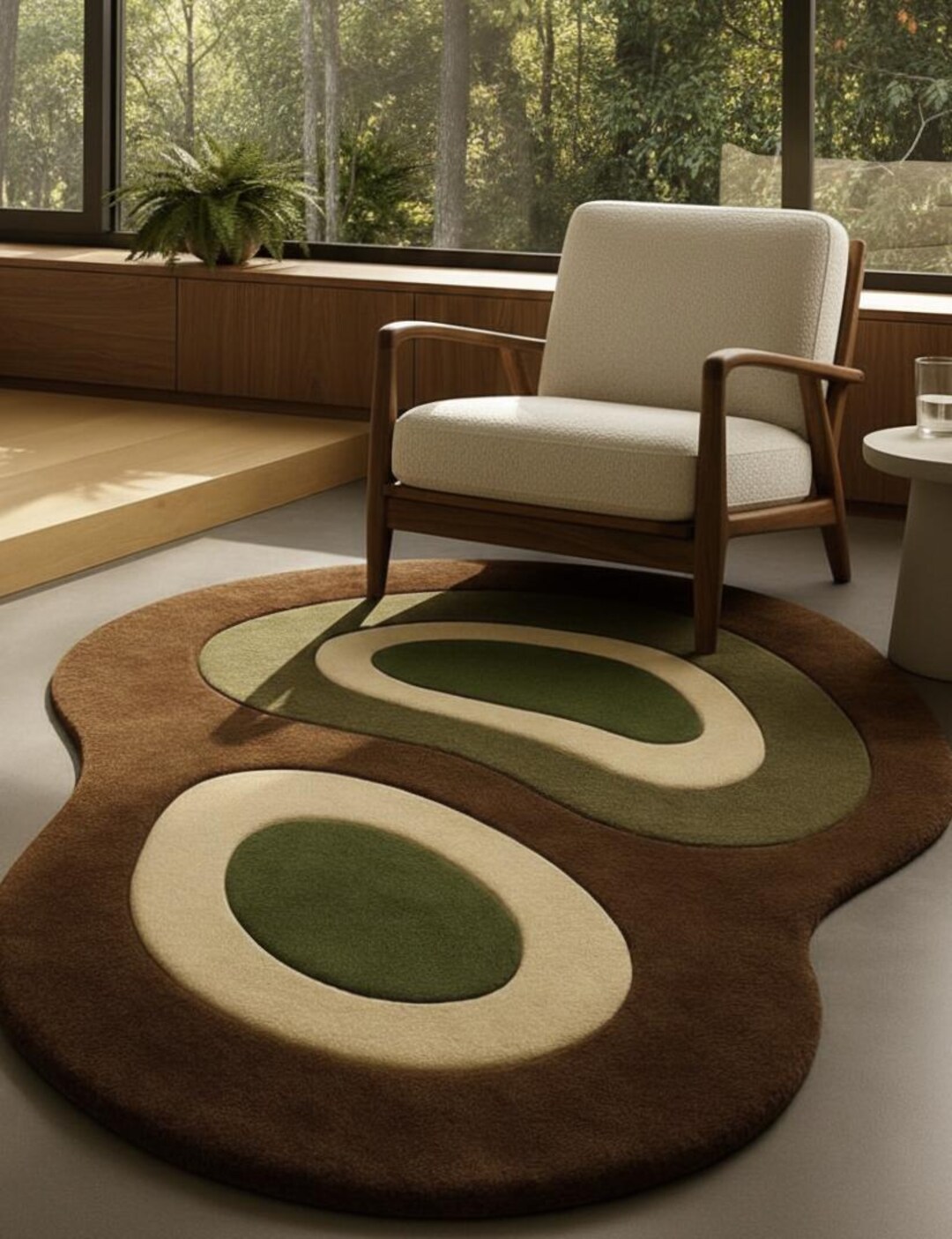 Hand Tufted Abstract Wool Rug | Modern Organic Green & Brown - Etsy