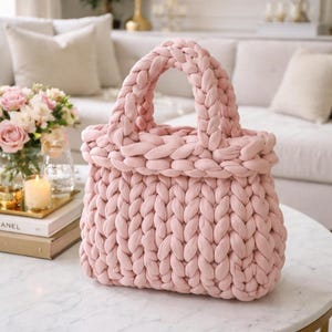 Chunky Knit Bag Pattern, Modern Minimalist Tote (Digital Download PDF)