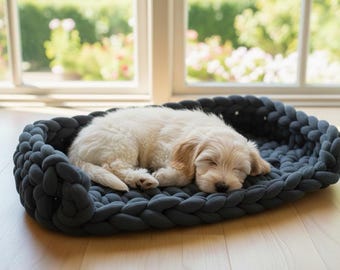 Patrón de cama de crochet gruesa para perro / Cama trenzada para mascota DIY (PDF)