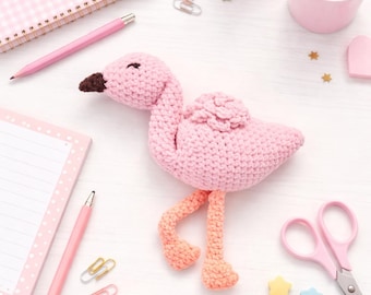 Patrón de amigurumi de flamenco a crochet, tutorial en PDF para peluche (descarga instantánea)