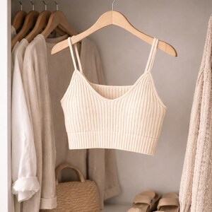 Stickmönster, mönster för nybörjarstickad kort topp, ribbad sommartopp med bralette (PDF-nedladdning) bild 5