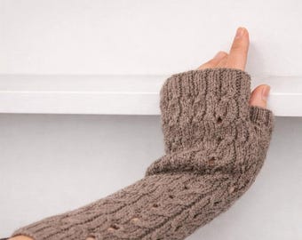 Guantes sin dedos de punto trenzado, calentadores de brazos bohemios, regalo de invierno