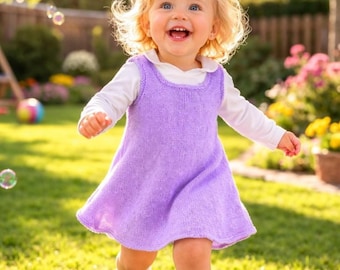 Patrón de tejido para vestido de bebé lila: Vestido sin mangas para niña (Descargar PDF)