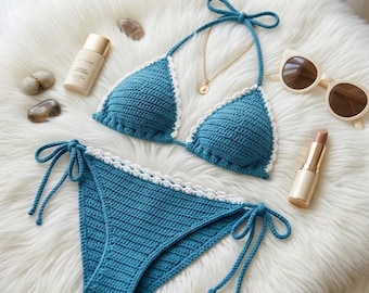 Patrón PDF de bikini de ganchillo / Tutorial para confeccionar un traje de baño de verano (descarga digital)