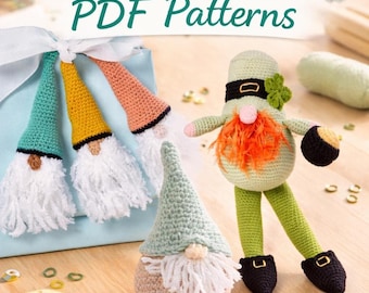 3 patrones de gnomos a crochet en PDF – ¡1 gratis! Tutorial digital de amigurumi para hacer muñecos de gnomos.