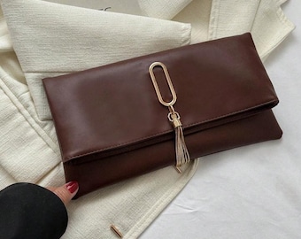 Minimalistische retro clutch in effen kleur voor dames