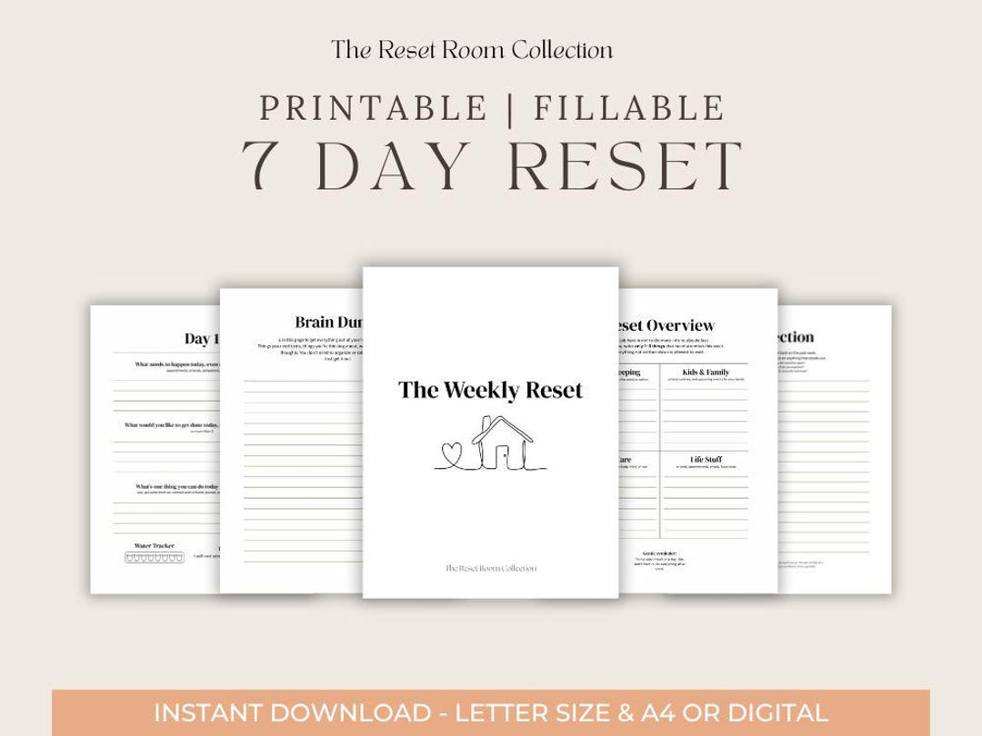The 7-day Reset Printable | Brain Dump Pages & Weekly Planner ...