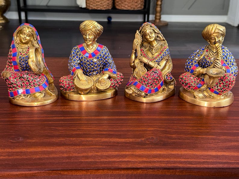 Handcrafted Brass Musician Figurines, Set of 4 Statues - Etsy