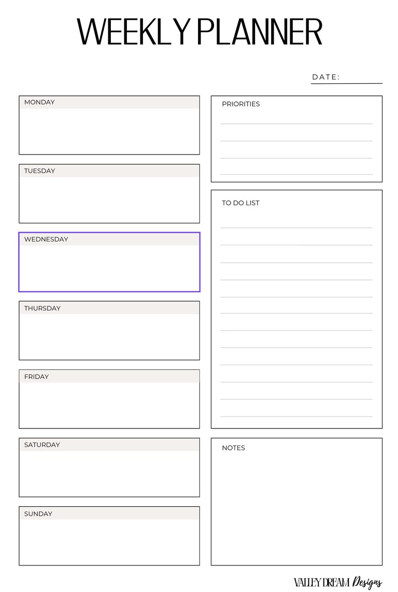 Minimal Weekly Planner Printable | Simple Weekly Planning PDF - Etsy