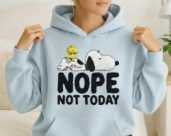 Nope Not Today T-Shirt  Sweatshirt Hoodie Funny Sarcastic Saying, Varsity Style, Introvert Gift, Cozy Aesthetic Streetwear