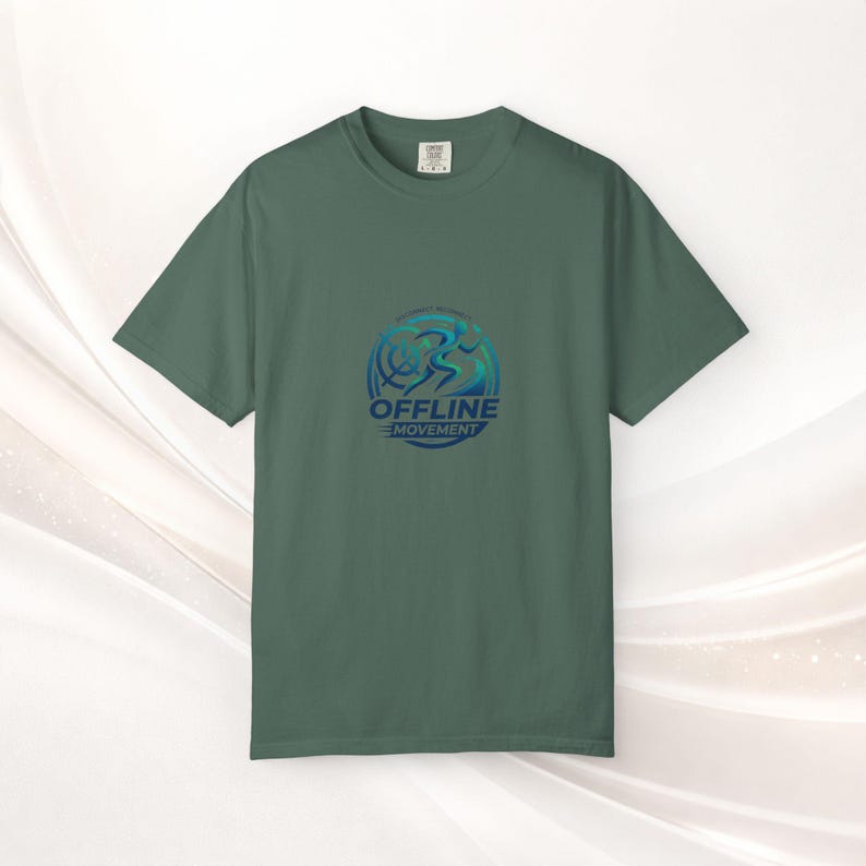 Offline Movement logo T-shirt | Cycling runner emblem, Disconnet, Reconnet Blue Spruce