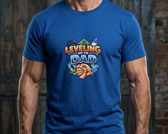 Leveling Up To Dad Shirt, New Dad Gift, First Time Father Tee, Retro Gamer Dad T-shirt, Video Game Daddy Reveal, Old School Gamer Dad Outfit