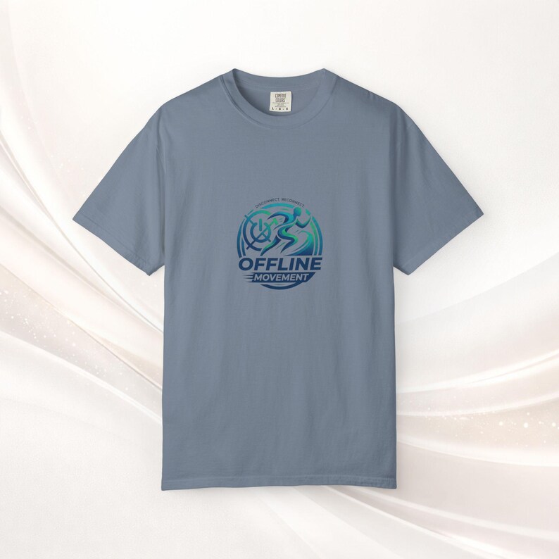 Offline Movement logo T-shirt | Cycling runner emblem, Disconnet, Reconnet Blue Jean
