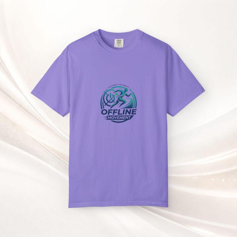 Offline Movement logo T-shirt | Cycling runner emblem, Disconnet, Reconnet Violet