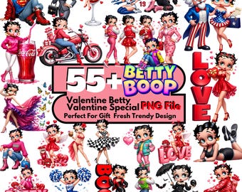 Betty Boop PNG Clipart Bundle | Retro Cartoon Graphics (Digital Download)