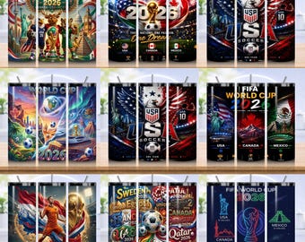 World Cup 2026 Tumbler Wrap PNG, FIFA Soccer 20oz Skinny Tumbler Design, USA Canada Mexico Cup Sublimation, Football Tumbler, World cup 2026