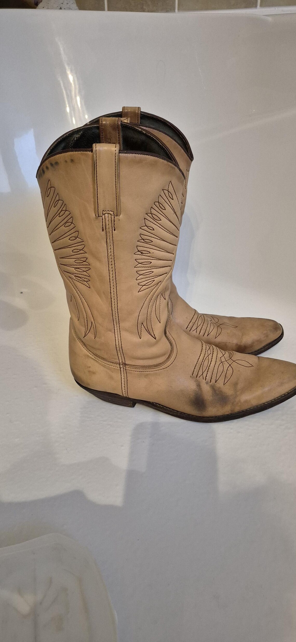 Mens size 12 leather cowboy boots, foto 3 di 4