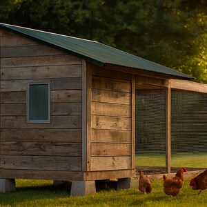 Pallet Chicken Coop Plans 6x8 for 7-10 Hens, Reclaimed Wood Hen House Blueprint PDF, DIY Walk In Build with Sourcing Guide and Cut List