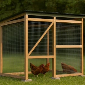 6x8 Chicken Run Plans, Walk In Covered Enclosure Blueprint PDF, DIY Predator Proof Build with Buried Apron, Gate and Cut List